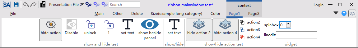 SARibbon alignment center