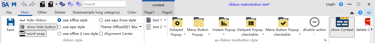 Ribbon layout and display