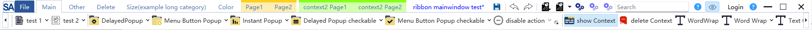 1行模式ribbon布局示例